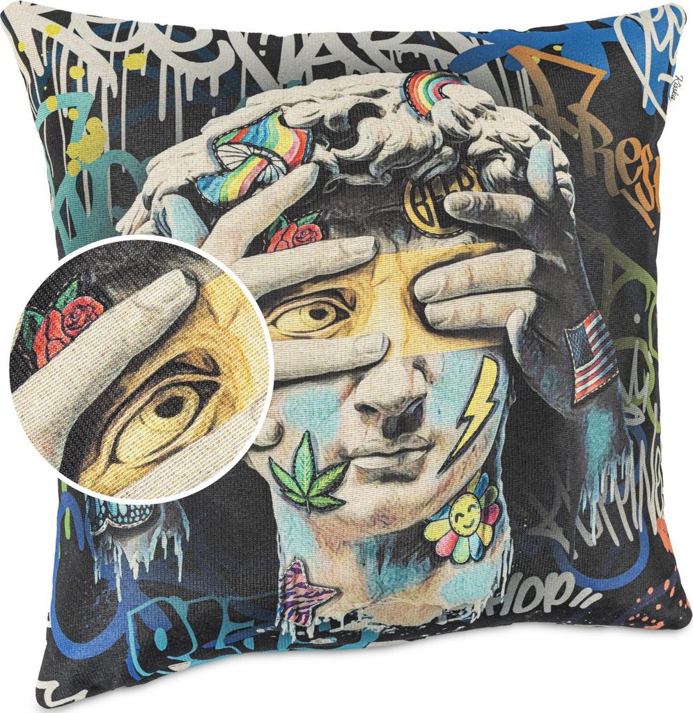 Dekokissen 40x40cm Kissenhülle ohne Füllung Designer Kissenbezug mit Reißverschluss David Gobelin bunt