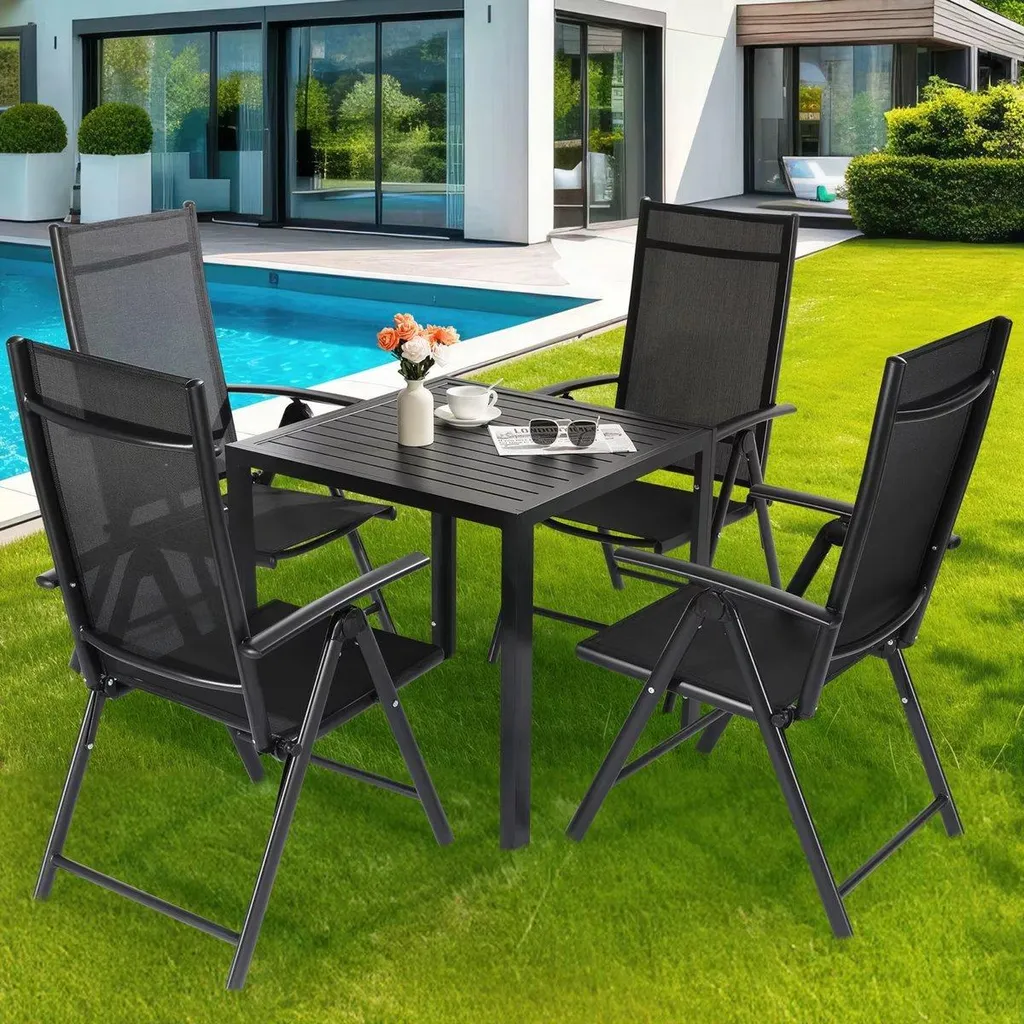 Table de terrasse résistante aux intempéries Zyrell aluminium noir - 2