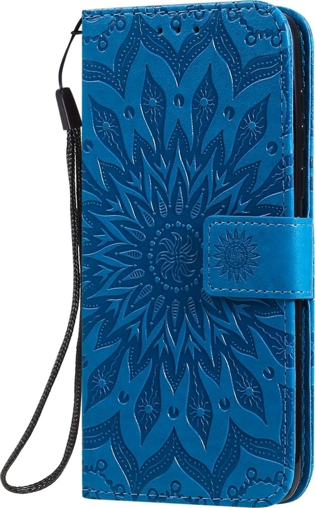 Mobigear Sunflower Motorola Moto G8 Plus Hülle Klapphülle Geldbörse - Blau