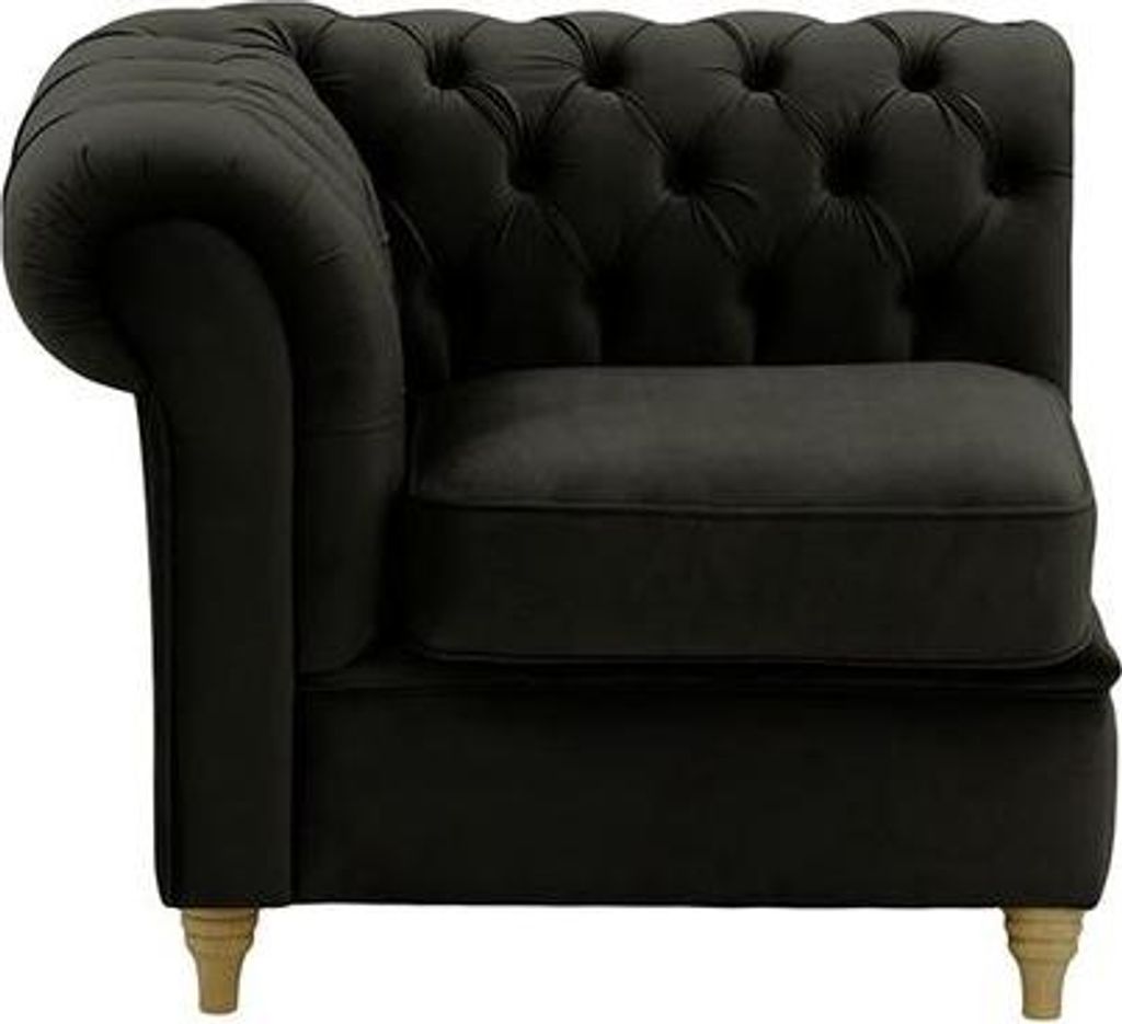 Chesterfield Modul - Einsitziges Seitenelement, links (1L)-Velluto 20-wax black