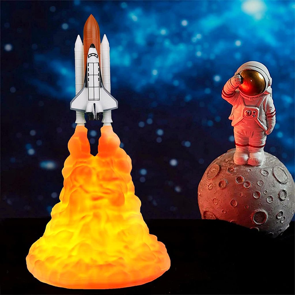 3D Rakete Raumschiff Nachtlicht Tischlampe Kinderzimmer Dekoration 