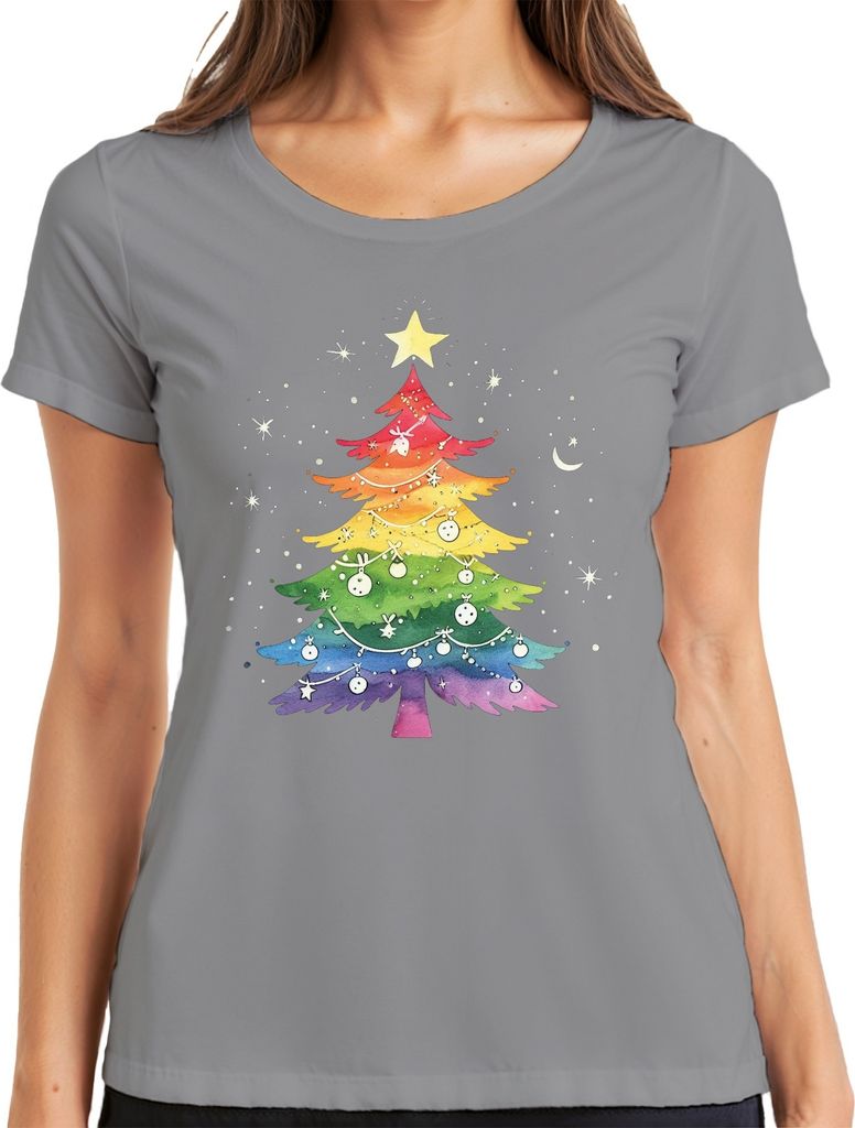 LGBTQ Gay Weihnachtsbaum - Weihnachten Weihnachtsgeschenk Christmas Damen T-Shirt, Grau, 3XL