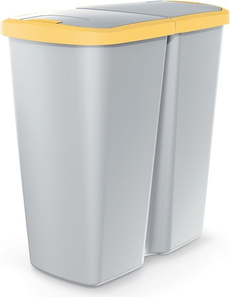 Abfallbehälter COMPACTO DUA Asche/gelb 45 l