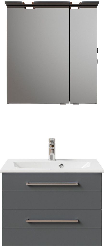 PELIPAL Serie 6025 SET-045-067 Block bestehend aus: Waschtisch, Waschtischunterschrank, Spiegelschrank / 67cm