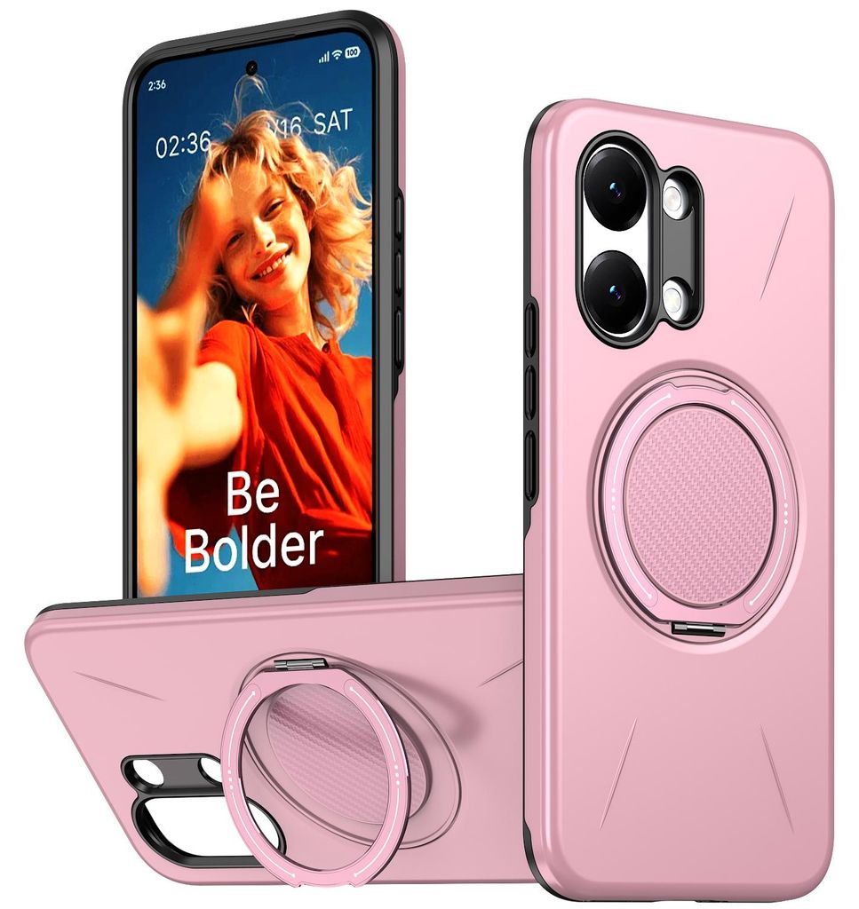 Magnetisch Hülle für Xiaomi Poco X8 Pro Max, Stoßfeste Weich TPU und Hard PC Schutzhülle mit Ringhalter Ständer Pink