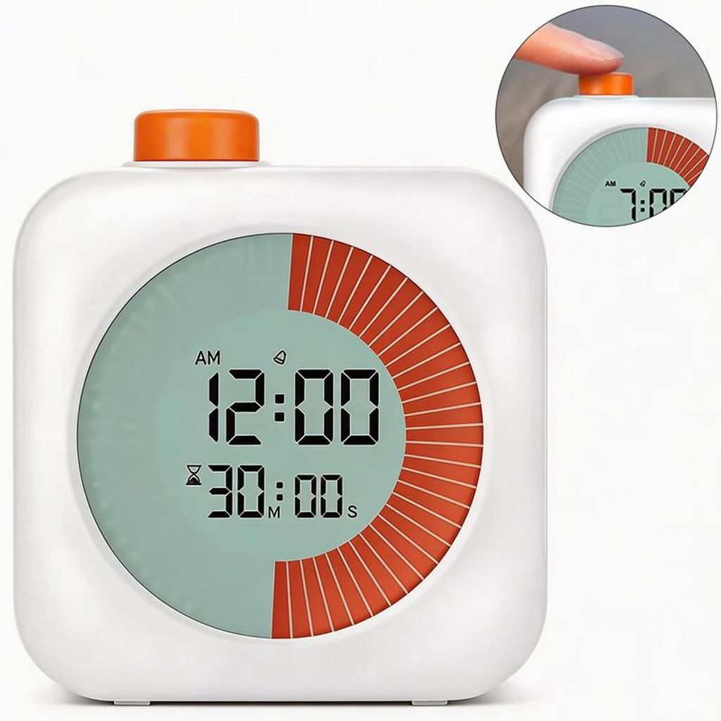 Digitaler Visual Timer 60 Minuten 3-in-1, Countdown Timer mit LCD, Leise Lernuhr für Kinder & Erwachsene, Küche, Schule, Büro