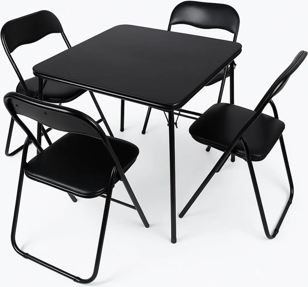 Table de Réception Pliante 4 Personnes Volos Noir pour Intérieur