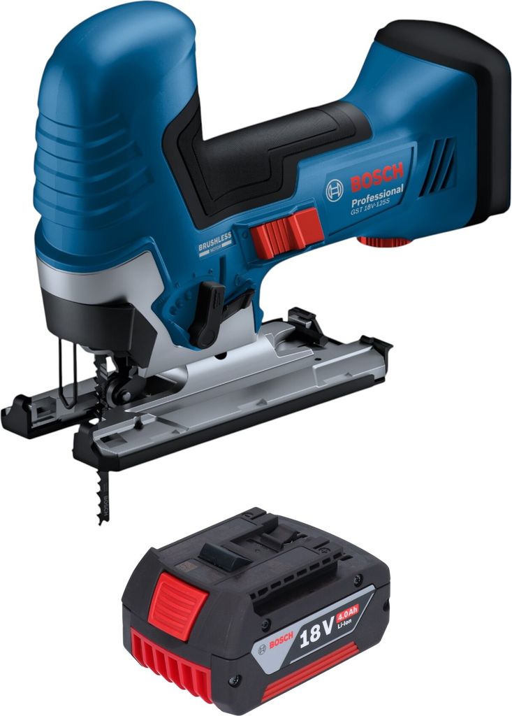 Bosch GST 18V-125 S Professional Akku Stichsäge 18 V 125 mm Brushless + 1x Akku 4,0 Ah - ohne Ladegerät