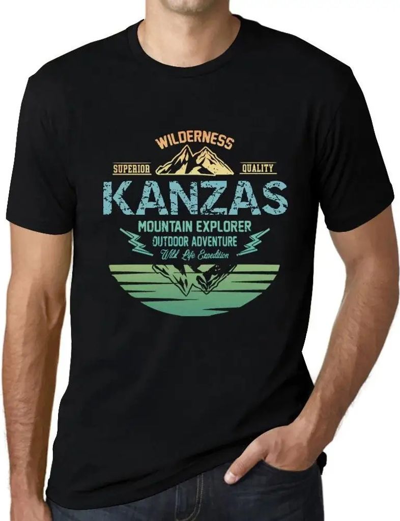 Herren Grafik T-Shirt Outdoor-Abenteuer Wildnis Gebirgsjäger-Kanzas – Outdoor Adventure, Wilderness, Mountain Explorer Kanzas – Öko-Verantwor...