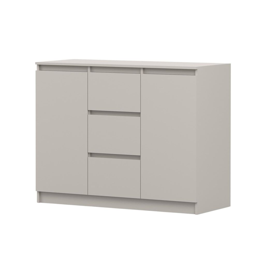 Kommode SOLO 2D3S II, Schlafzimmer, Sideboard Anrichte 120 cm Kaschmir/Kaschmir, zweitürig, drei Schubladen, grifflos