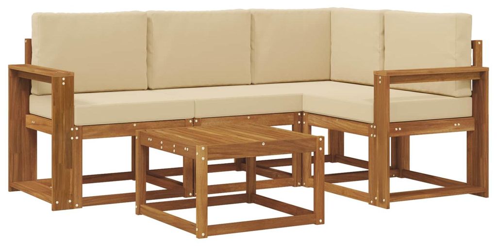 vidaXL Outdoor-Sofagarnitur mit Kissen 5 pcs Natur und Beige