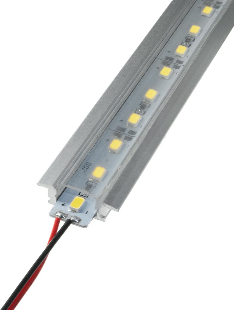 LED Aluschienen Set aus Alustrip und Schiene Profil D 1m Kaltweiß 1 Meter transparent