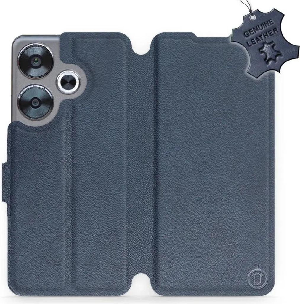 Echtleder Handyhülle für Xiaomi Poco F6, Mobiwear Leather, Dunkelblau
