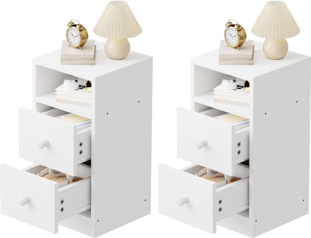 FCH Nachttisch, 2er Set,Beistelltisch, mit Schublade, offenes Fach,25.00x30.00x60.00cm