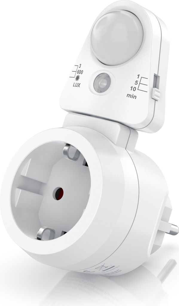 BEARWARE Steckdosen Bewegungsmelder mit Timer - Zeitschaltuhr digital – Lichtsensor 3, 600, 1200 Lux – PIR Infrarotsensor Bewegungssensor – S...