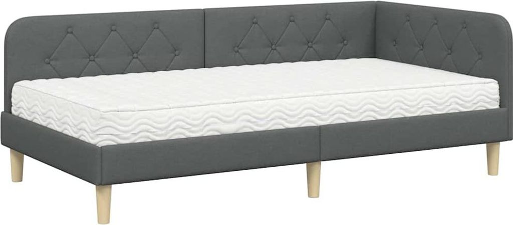 vidaXL Eckbettgestell Dunkelgrau 90 x 190 cm Stoff