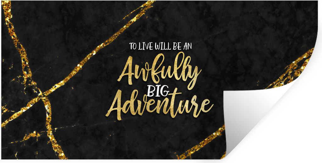 MuchoWow Wandtattoo Wandsticker Wandaufkleber Zitate - Abenteuer - Gold - Glitzer 120x60 cm Selbstklebend und Repositionierbar - Sticker - Dekorf...