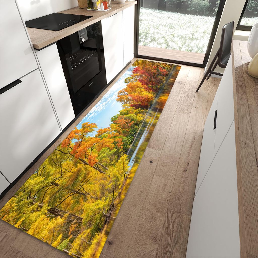 Küchenteppich 80x300cm rutschfest & abwischbar PVC Läufer - Herbstlicher See
