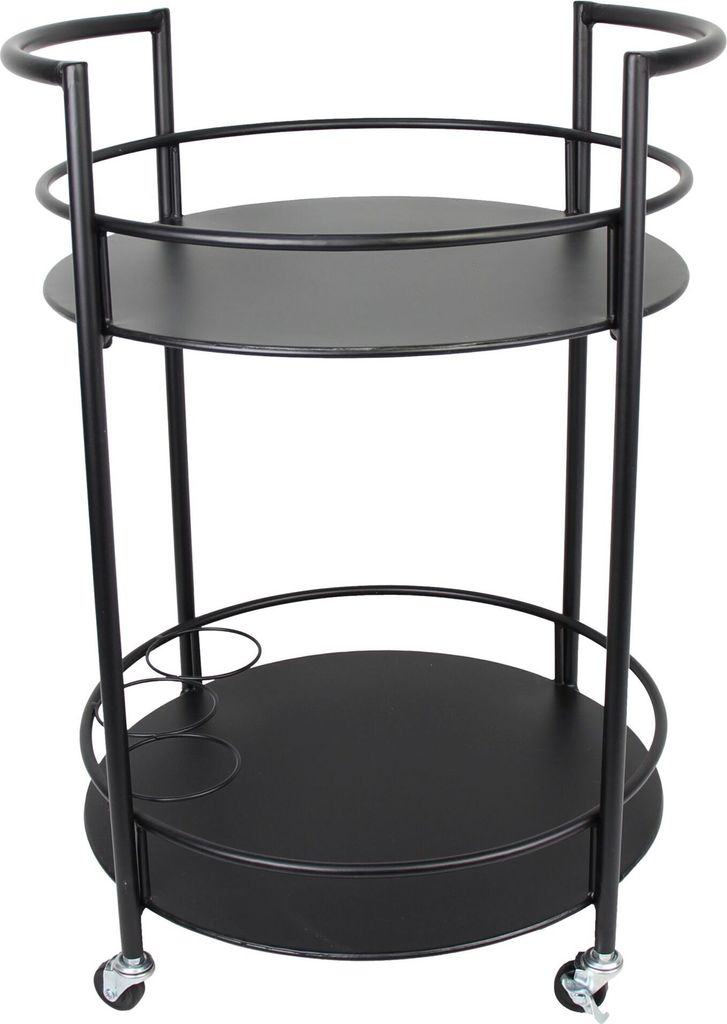 Servierwagen Metall schwarz Ø 46x69cm – Getränkewagen