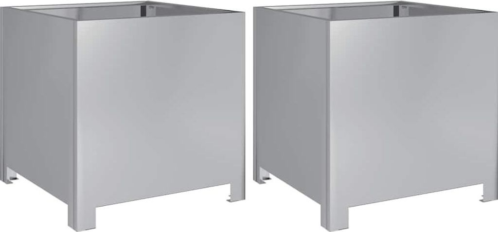 vidaXL Macetas, 2 unidades, 40x40x40 cm, acero galvanizado Imagen del producto 