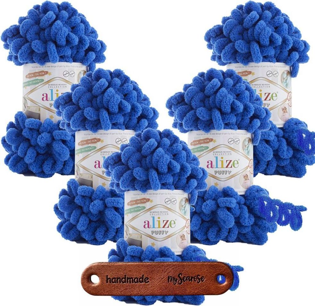 5 x ALIZE Puffy 141 Royal Blue mit Label