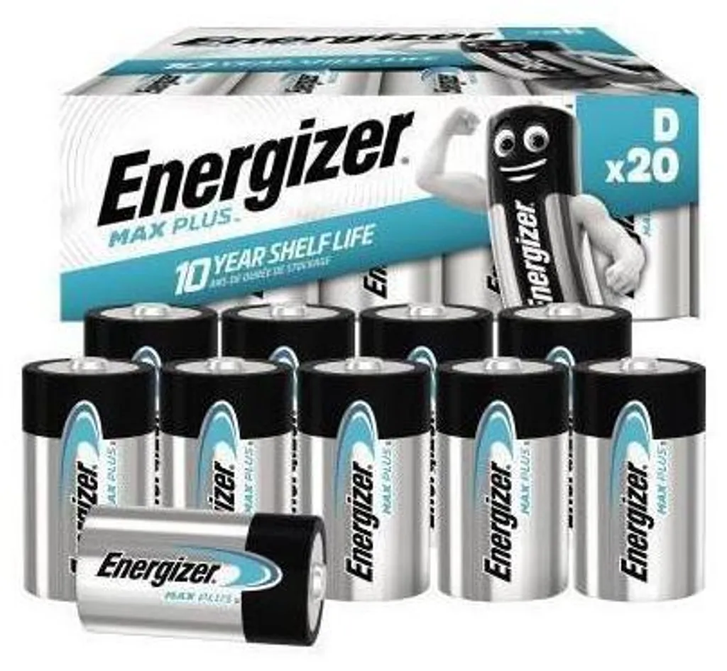 Piles D LR20 Energizer Max Plus Longue Durée E301323704 Pack de 20 Mono
