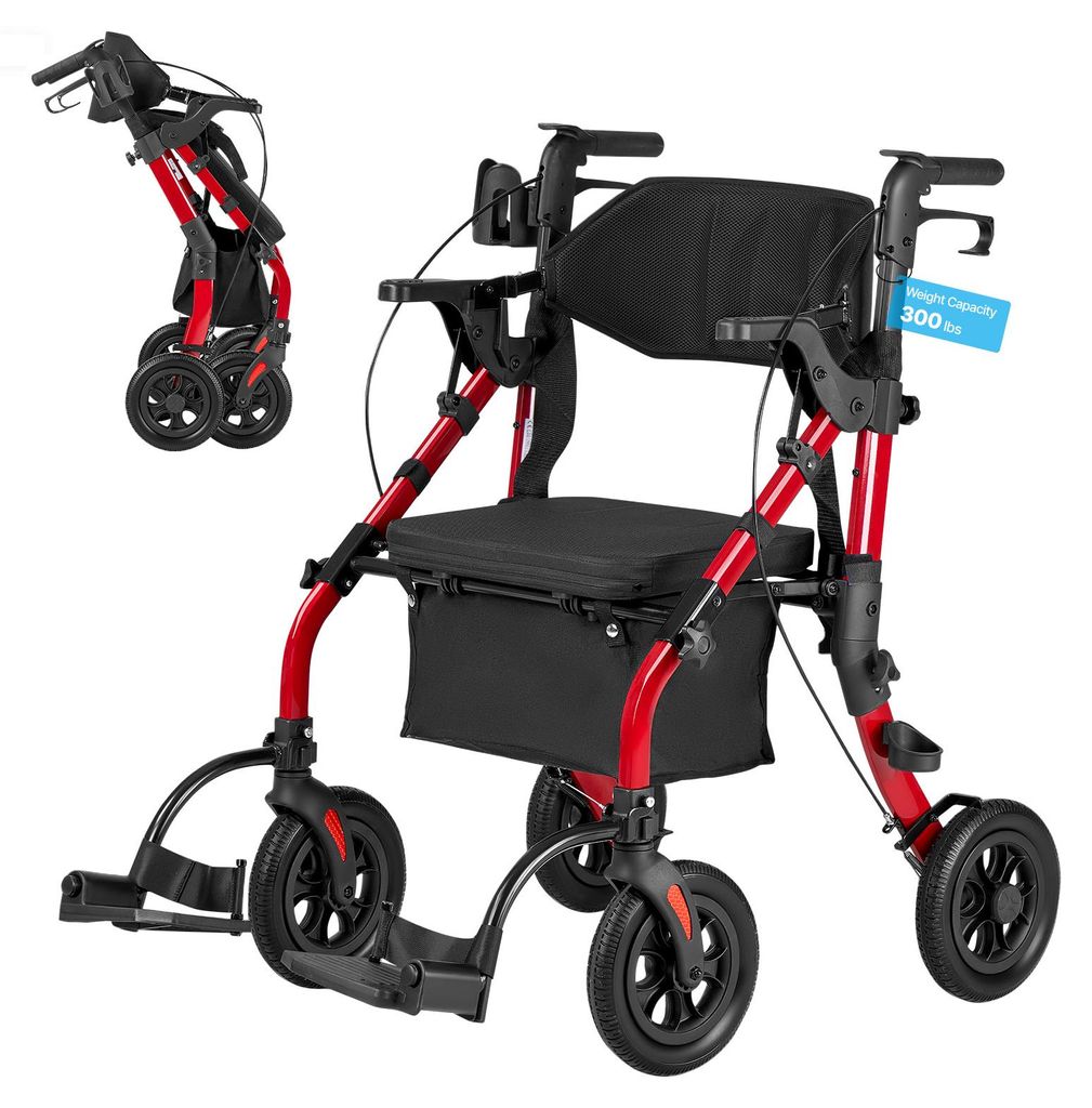 VEVOR 2-in-1 Rollator Faltbar mit Sitz, Leichter Gehwagen Produktbild 