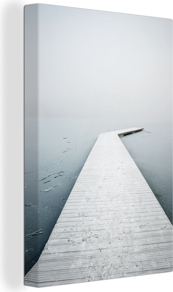 OneMillionCanvasses - Leinwandbilder - 90x140 cm, Ruhiger Steg über einem vereisten See, Wandbilder Kunstdruck Wanddekoration - Wandschmucke - S...