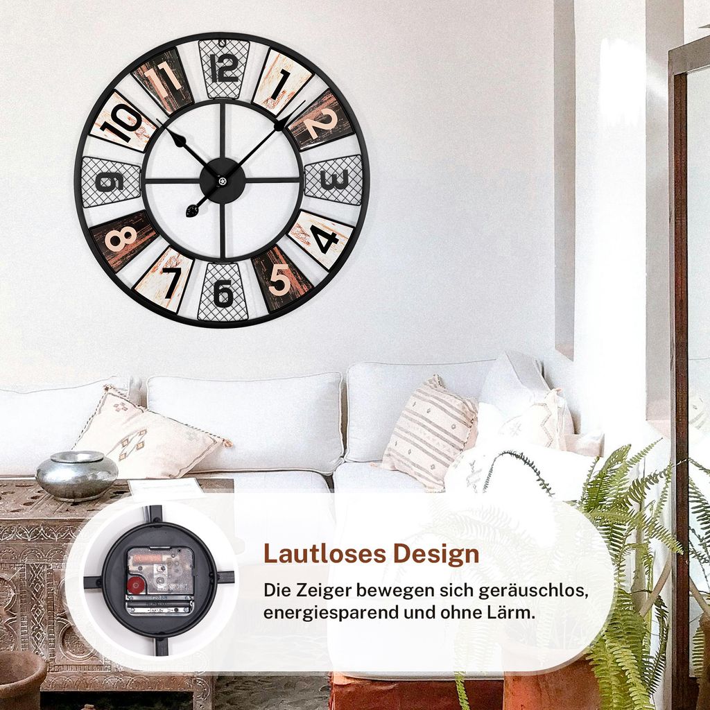 YorbayWanduhr Große  60cm Wohnzimmer  Modern  Wanduhr Rund Produktbild 5