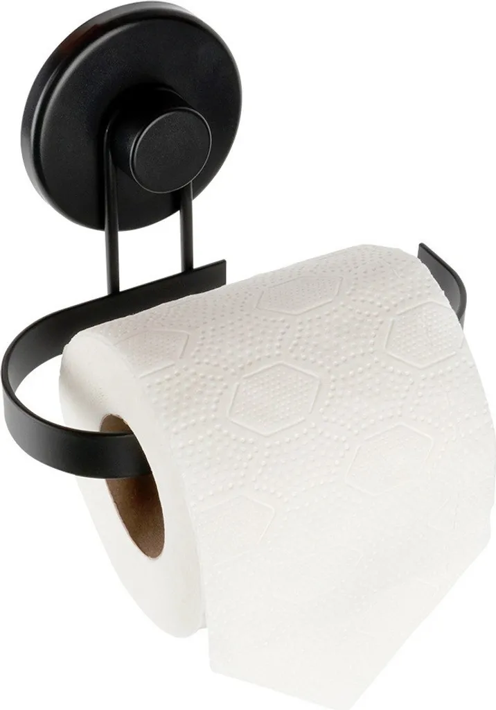 Portarotolo Ventosa Acciaio Nero - Supporto WC Professionale - 2
