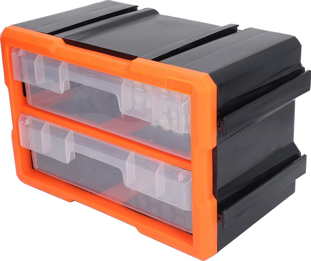 Werkzeugkasten mit 2 Schubladen, großes Fassungsvermögen, Aufbewahrungskoffer für Schrauben und Kleinteile