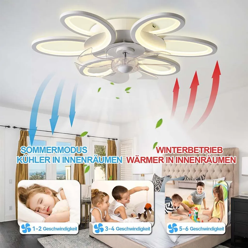 Ventilateur de plafond avec éclairage LED Ø65cm télécommande dimmable - 5