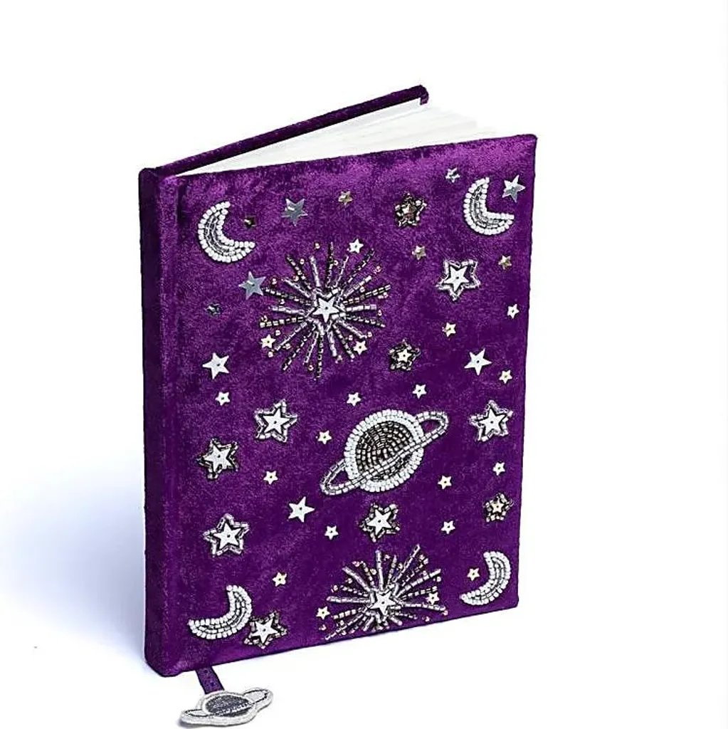 Carnet Velours Violet Galaxie 20x15 cm - Ne perdez plus vos Idées