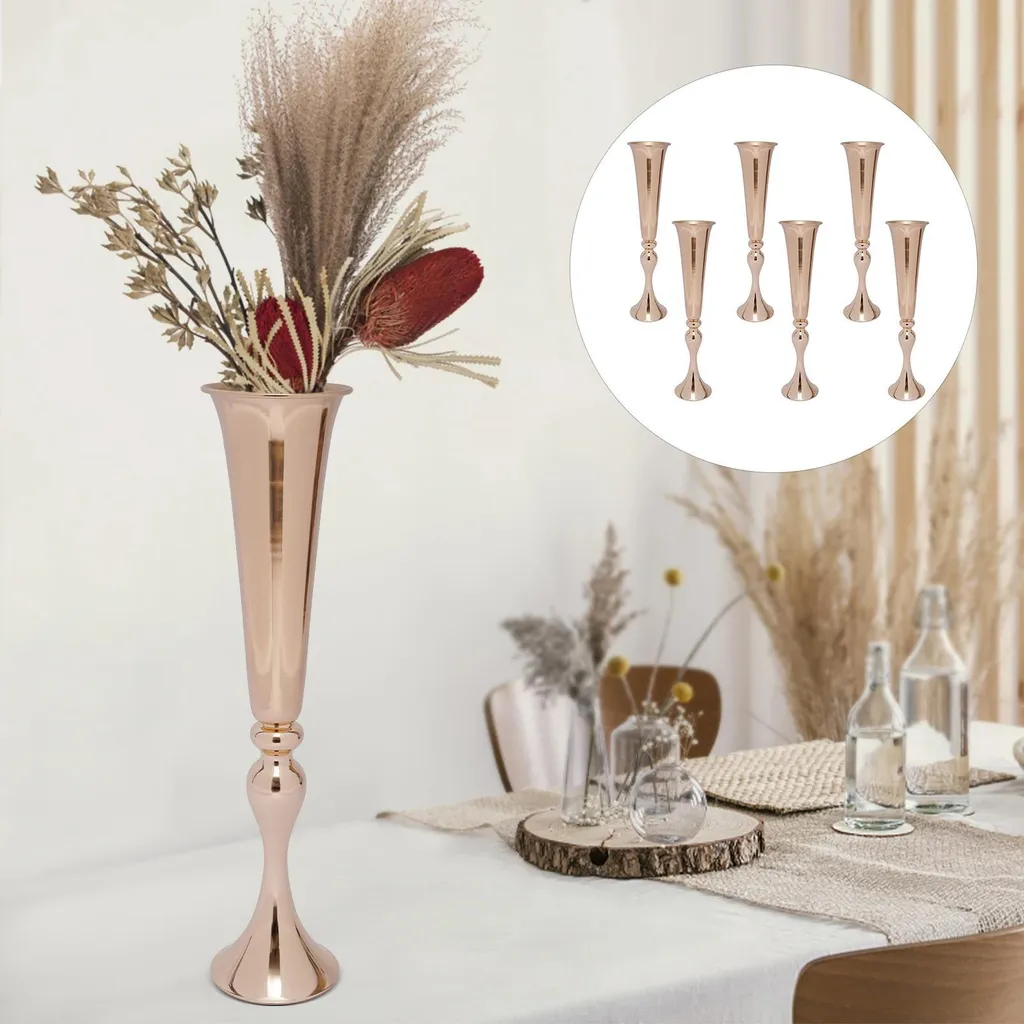 Support pour fleurs en métal doré robuste et moderne - Pack de 6 vases - 5