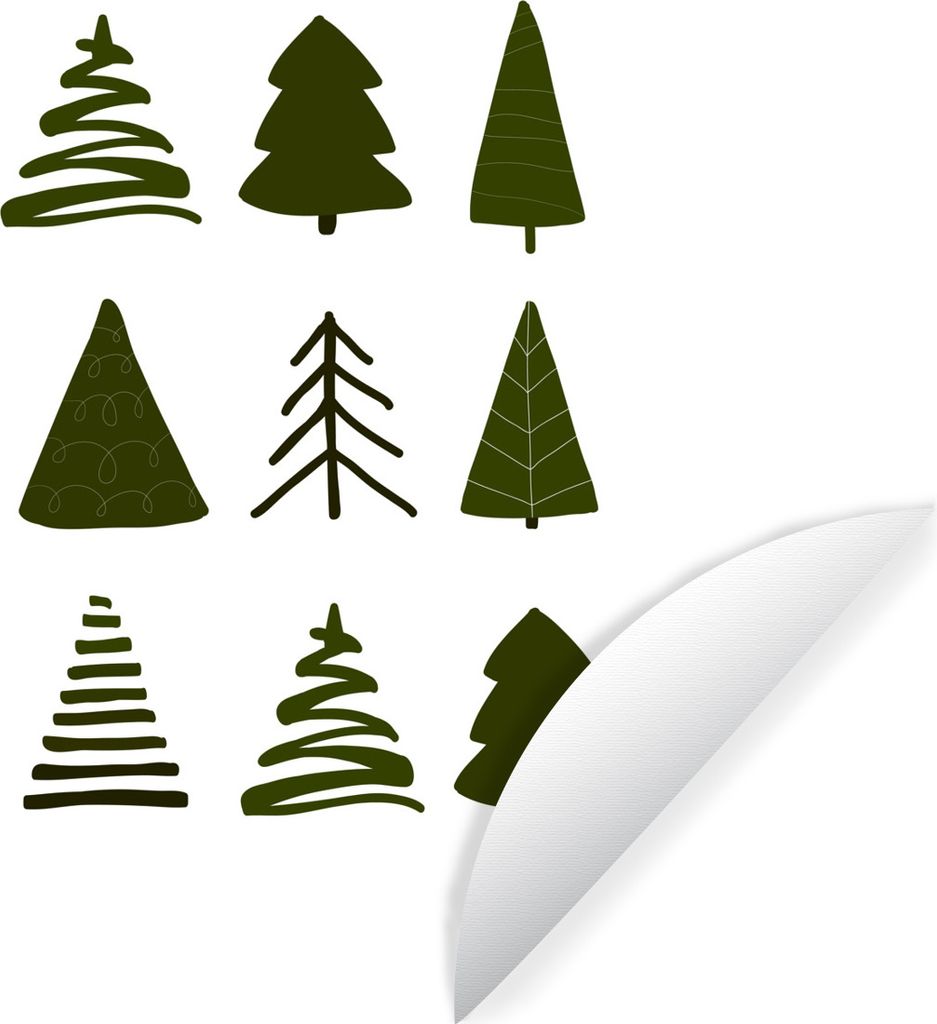 MuchoWow Runde Wandtattoo - Wandsticker Tapete Aufkleber Weihnachtsbäume - Weiß - Muster Ø 80 cm Selbstklebend und Repositionierbar - Wandaufk...