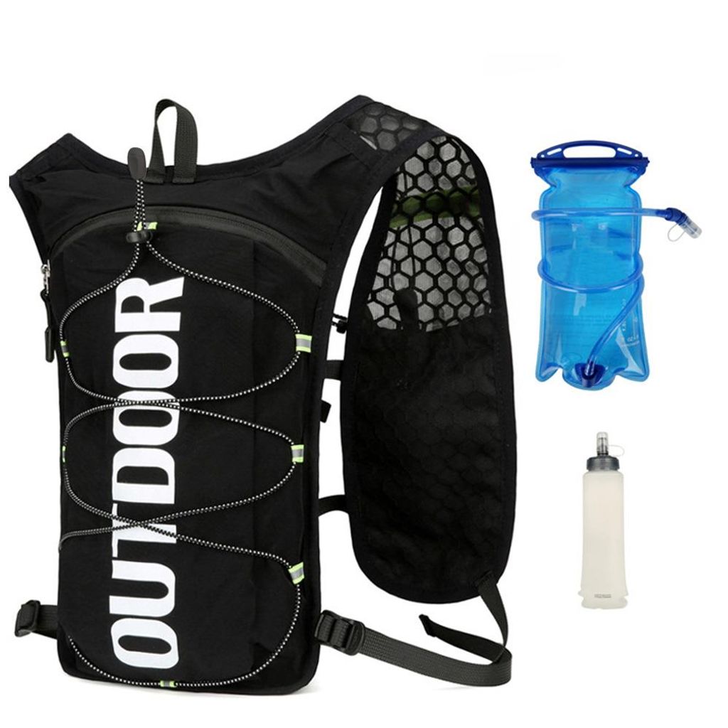 Laufweste mit Trinkblase 1,5L und Trinkflasche 500ml, Verstellbarer Ultra-Leichter Trinkrucksack für Damen und Herren, Funktionelle Laufrucksack