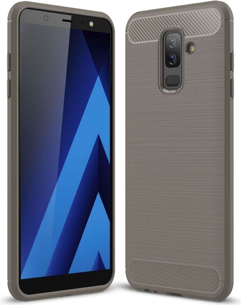 Samsung Galaxy J8 2018 Hülle Silikon Grau Carbon Optik Case Produktbild 