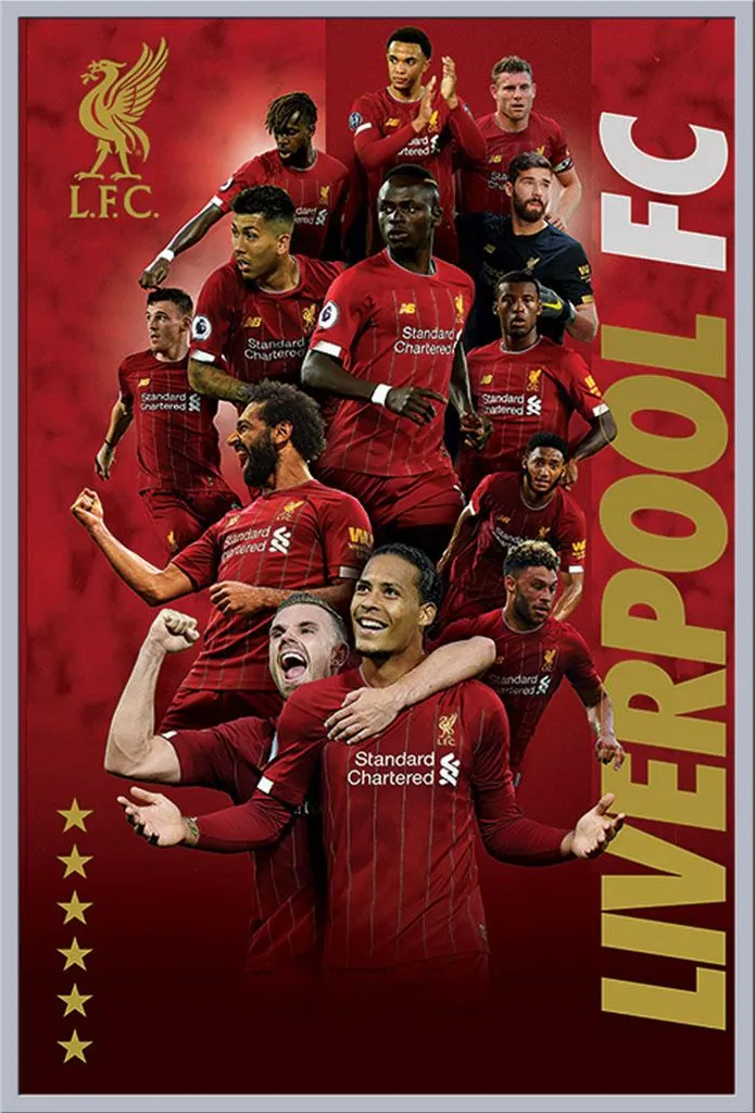 Poster Encadré Liverpool FC Équipe 2020 avec Cadre Shinsuke Argenté