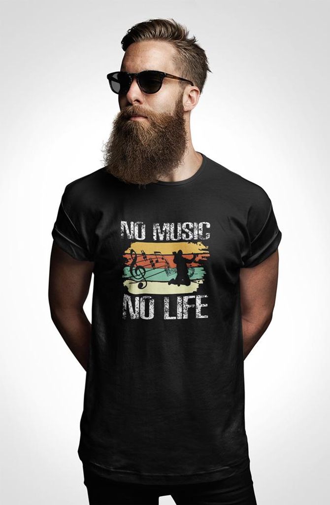 D&B Uni Polo ST00119 No Music No Life Schwarz-Größe M