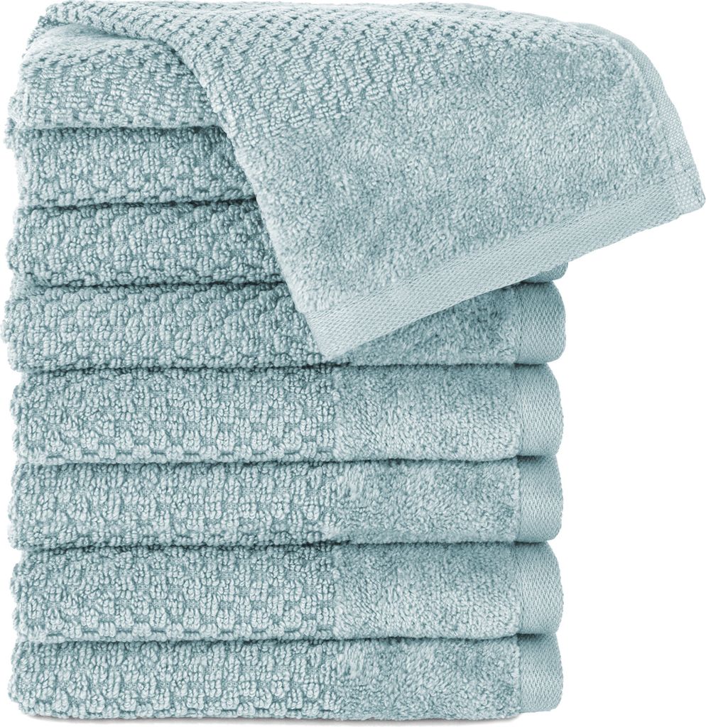 Pure Label 8-TLG Gästehandtücher 30x50 cm mit Aufhängeschlaufe aus 100% Baumwolle, saugstark und weich | 8 Gästehandtücher Türkis, 30x50cm