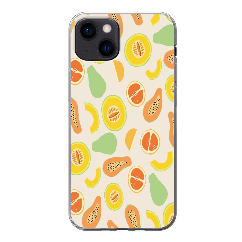 MuchoWow Handyhülle Schutzhülle Hülle für iPhone 13 mini Obst - Muster - Melone Silikon Softcase Handy Hülle - Softcase