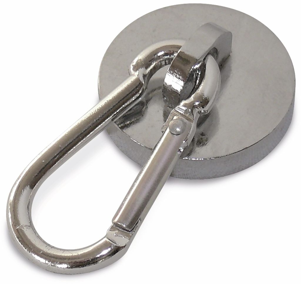 07587 Magnet m. Karabiner Karabinermagnet Neodym Rundmagnet Produktbild 