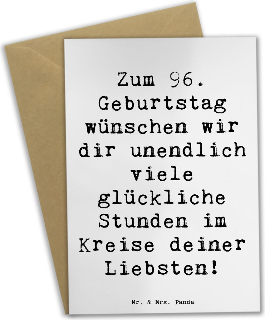 Mr. & Mrs. Panda babykarte Spruch 96. Geburtstag Freude - Weiß - Geschenk, Momente schätzen, weihnachtskarten, einladungskarten, osterkarte, Alte...