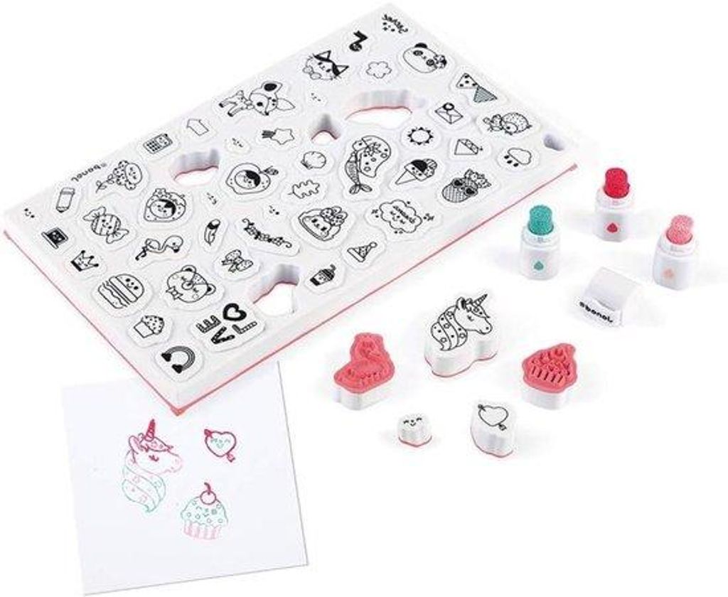 Kreativitätsstempel-Set - Kinderstempel - Kreativbasteln - 50 Stücke inkl. Kissen