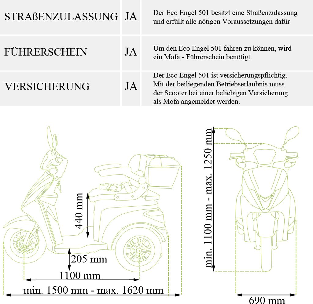 ECO ENGEL 501 Rot, 25 km/h Senioren Roller Seniorenmobil Produktbild 2