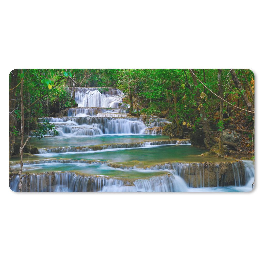 MuchoWow Mauspad Mousepad Wasserfall - Bäume - Natur - Dschungel 60x30 cm - Mousepads - Maus Mat - Pad - Mausunterlage - Nachhaltig