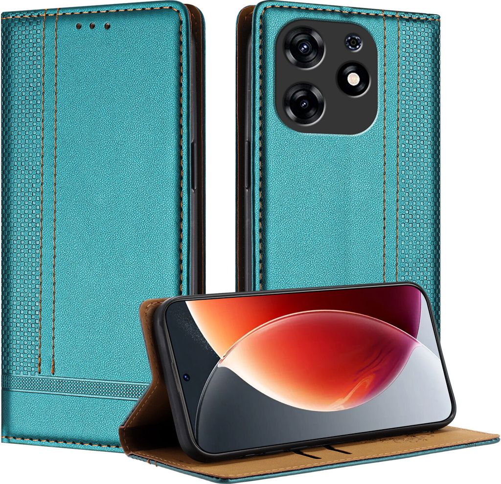 Handyhülle für Tecno Spark 10 Pro Leder Flip Klappbare Schutzhülle mit Standfunktion Grün