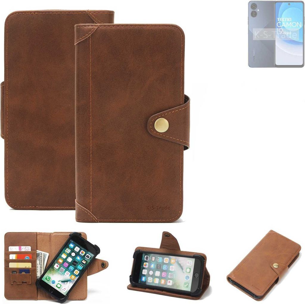 K-S-Trade Handyhülle kompatibel mit Tecno Camon 19 Neo Schutz Hülle Walletcase Bookstyle Tasche Case Handytasche Wallet Flipcase Cover Polyuretha...