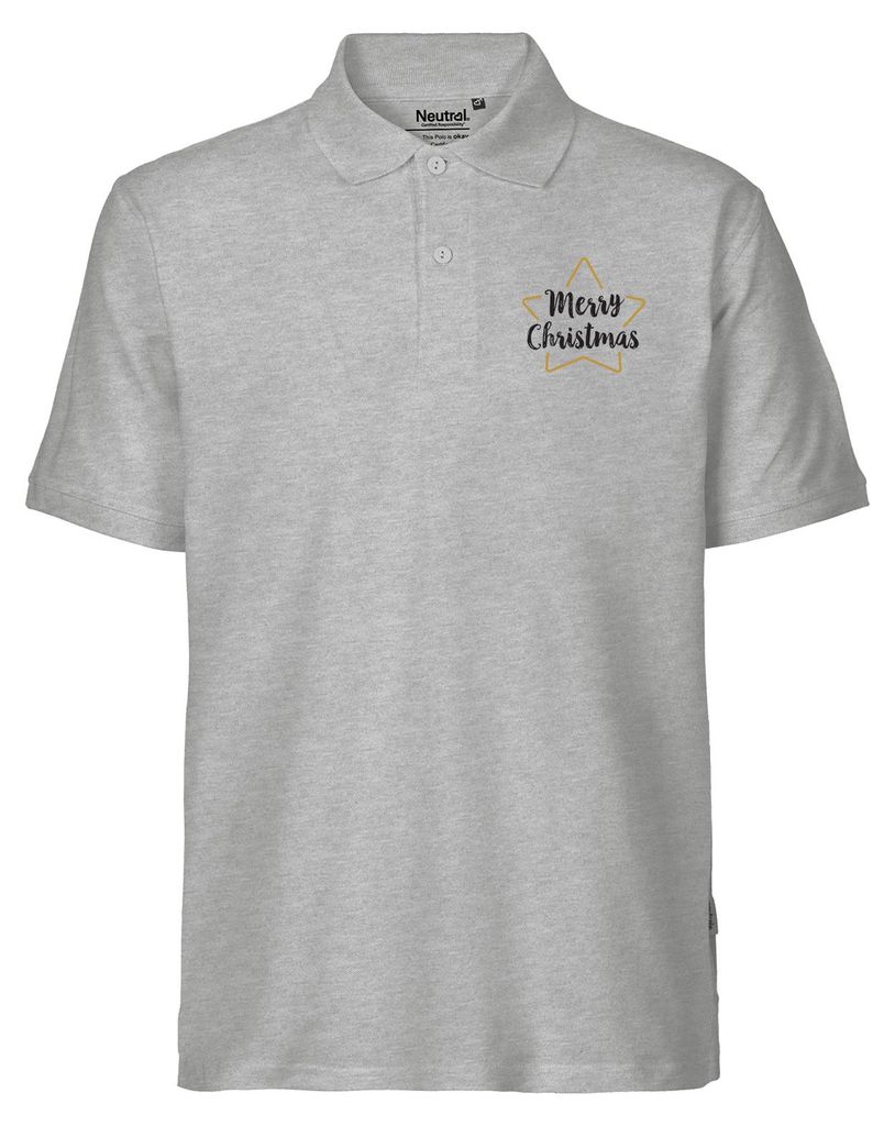 Huuraa Herren Polo Shirt Weihnachtsstern Merry Christmas S Sport Grey Bio Baumwolle Fairtrade Poloshirt Geschenkidee