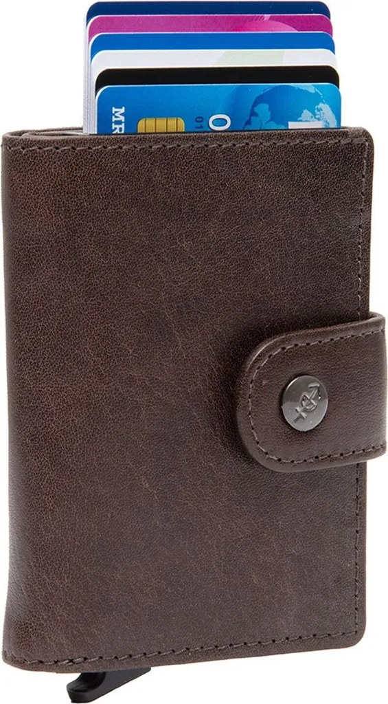 Mini Portafoglio RFID Barrea Chesterfield - Pelle Brown Scuro